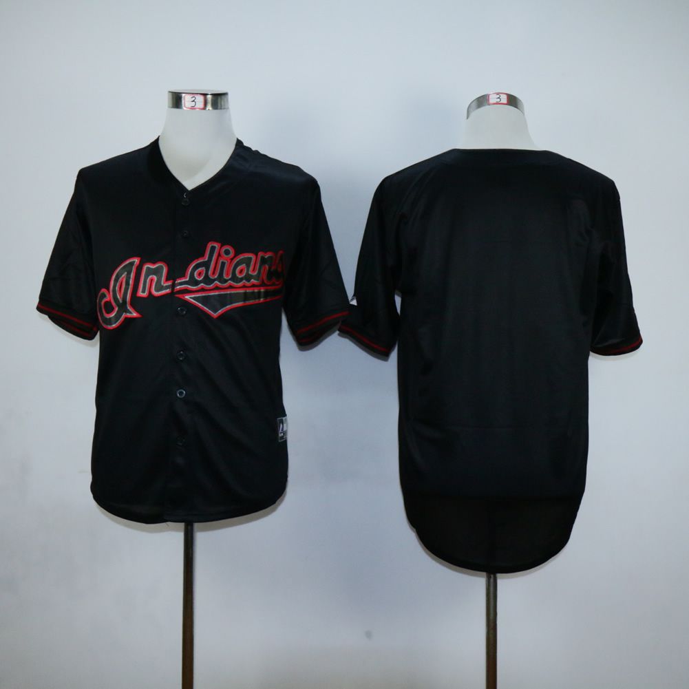 Men Cleveland Indians Blank Black MLB Jerseys->cleveland indians->MLB Jersey